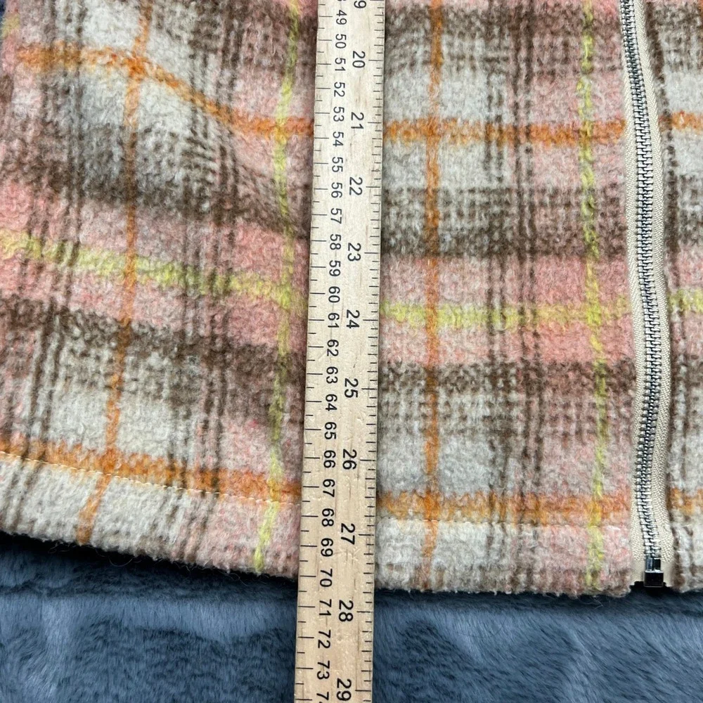 Butter Goods Plaid Zip Up Jacket Peach Brown Yellow Streetwear Mens Small 11657